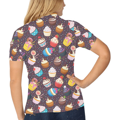 Cupcakes Party Print Pattern Women's Polo Shirt