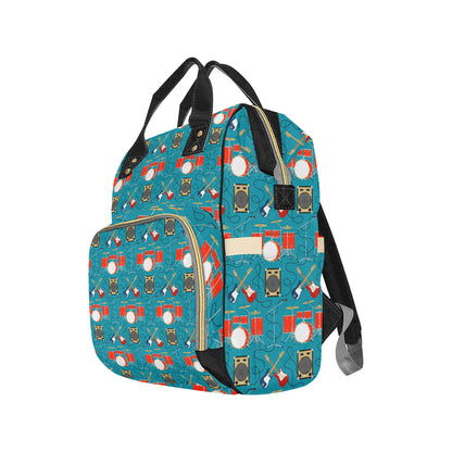 Drum Set Guitar Pattern Print Design 02 Diaper Bag Backpack