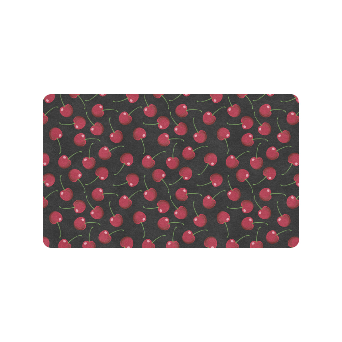 Cherry Black Background Rubber Doormat