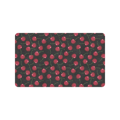 Cherry Black Background Rubber Doormat