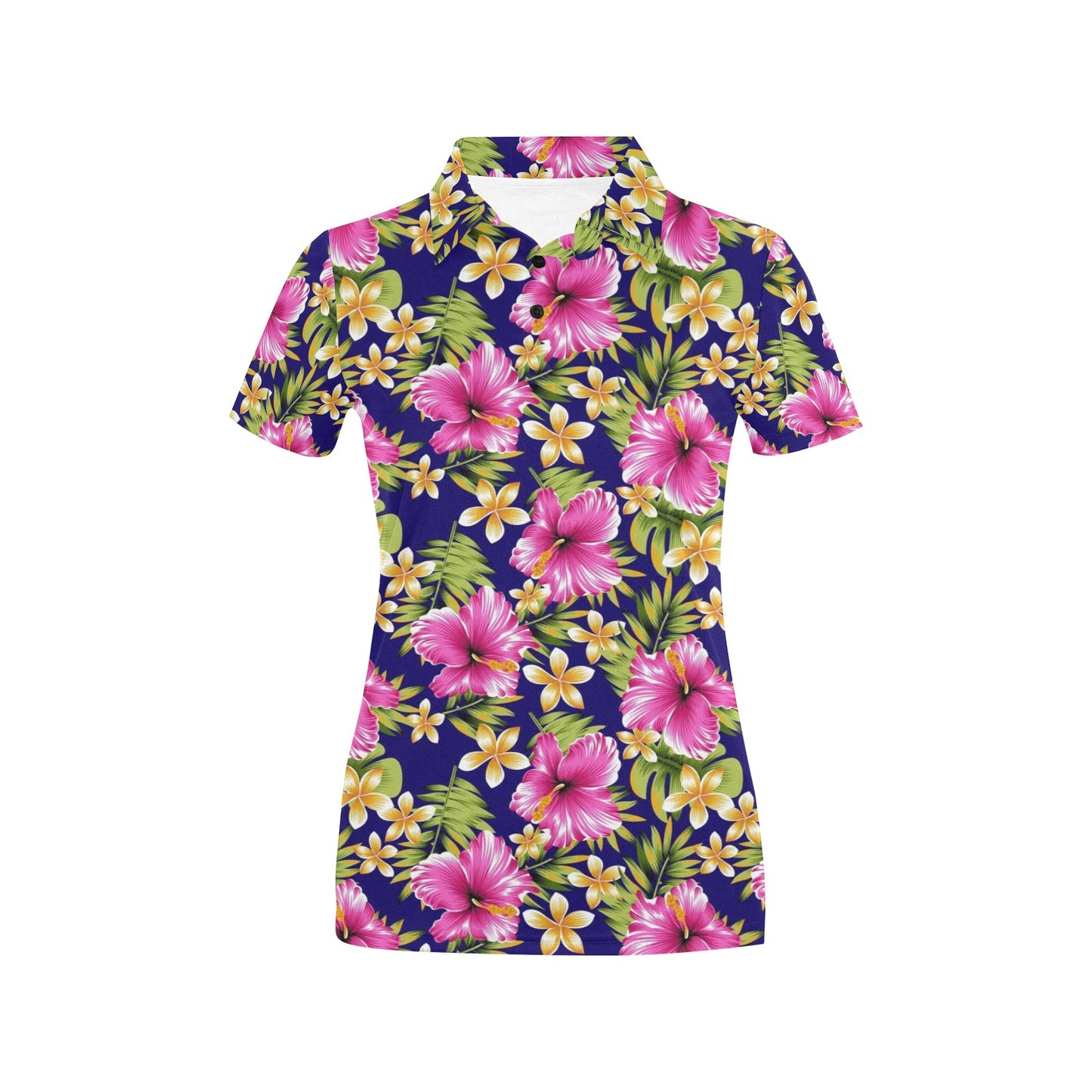 Pink Hibiscus Pattern Print Design HB027 Women's Polo Shirt