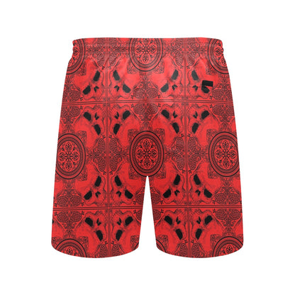 Bandana Red Print Design LKS304 Men's Swim Trunks Beach Shorts