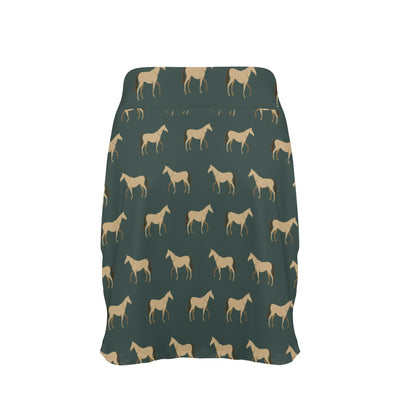 Horse Classic Themed Pattern Print 17" Golf & Pickleball Skort with Pockets