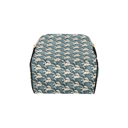 Wave Art Print Diaper Bag Backpack