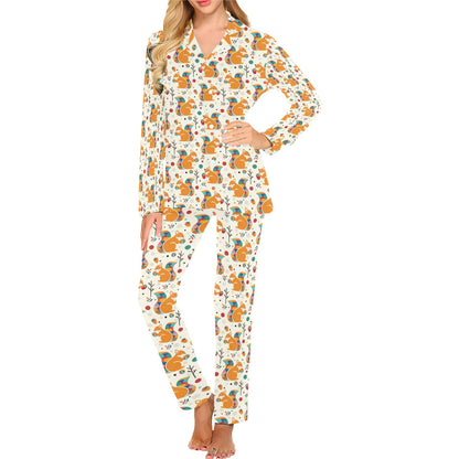 Squirrel Print Design LKS304 Women's Long Pajama Set