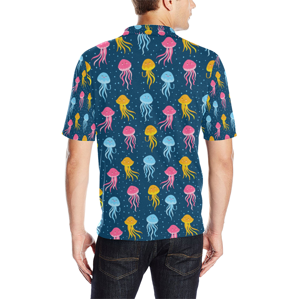 Jellyfish Pattern Print Design 04 Men Polo Shirt