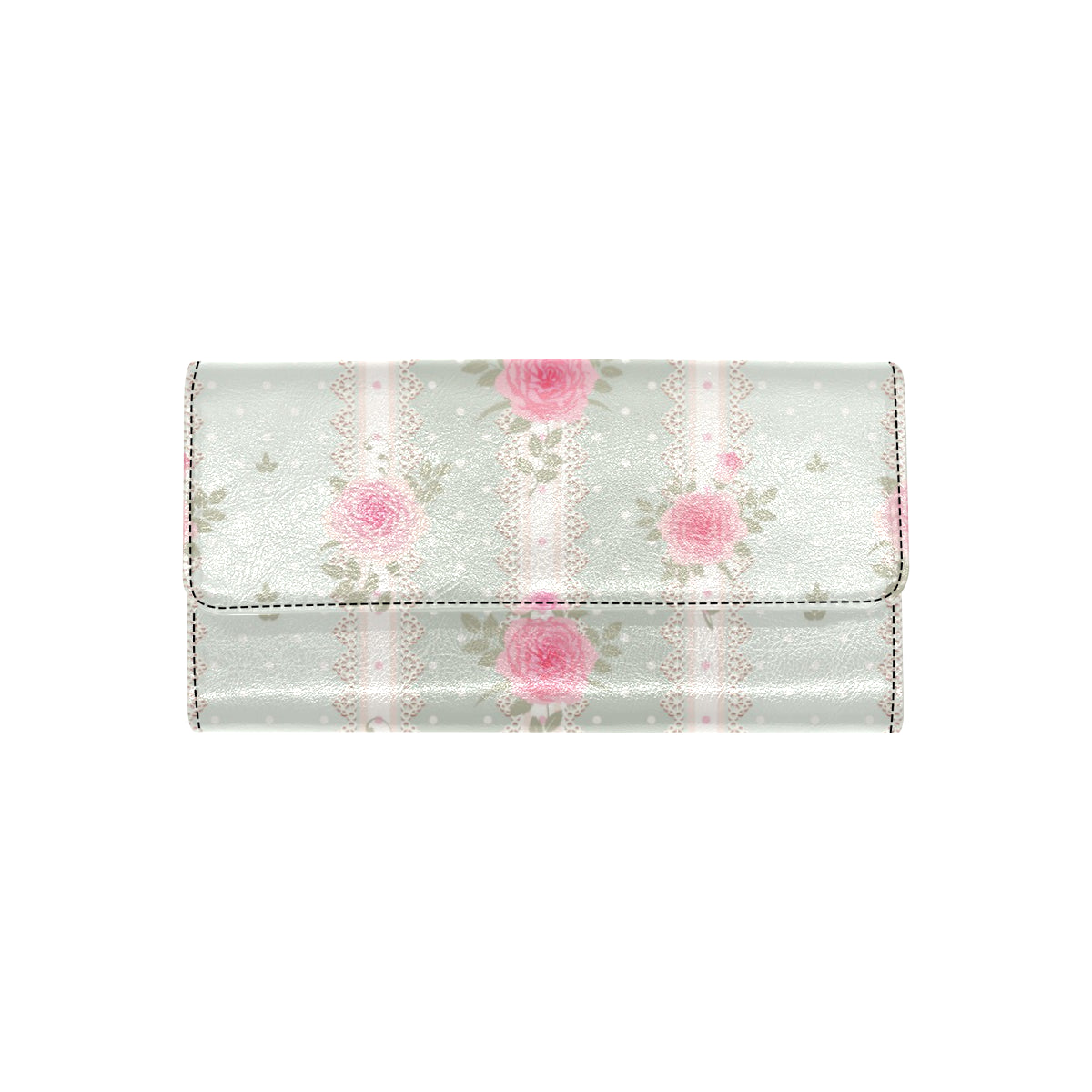 Rose Pattern Print Design RO016 Women's Trifold Wallet