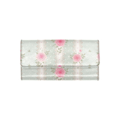 Rose Pattern Print Design RO016 Women's Trifold Wallet