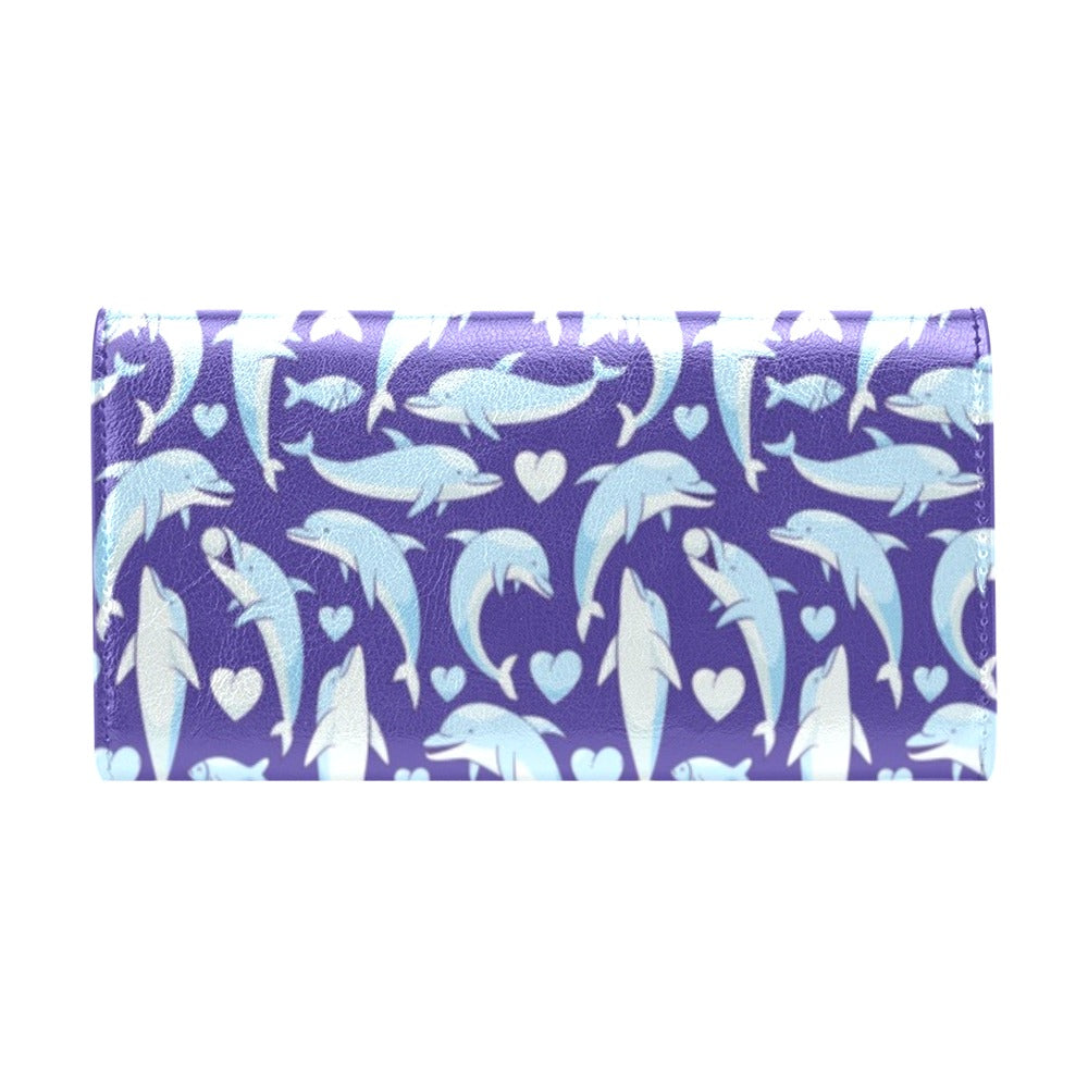 Dolphin Smile Print Pattern Women's Trifold Wallet