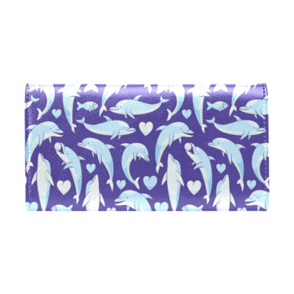 Dolphin Smile Print Pattern Women's Trifold Wallet