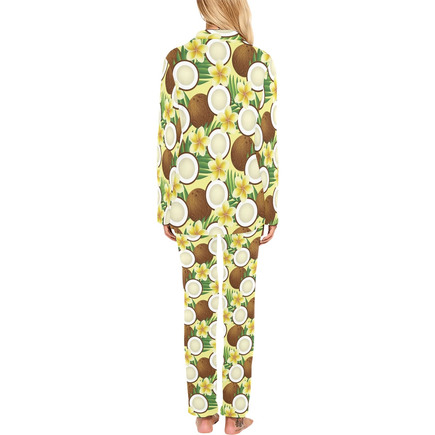 Coconut Pattern Print Design CN02 Women's Long Pajama Set