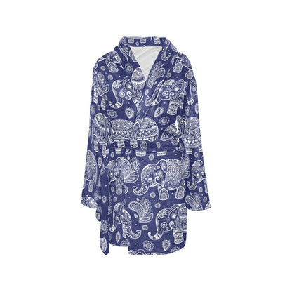 White Elephant Mandala Women's Fleece Robe