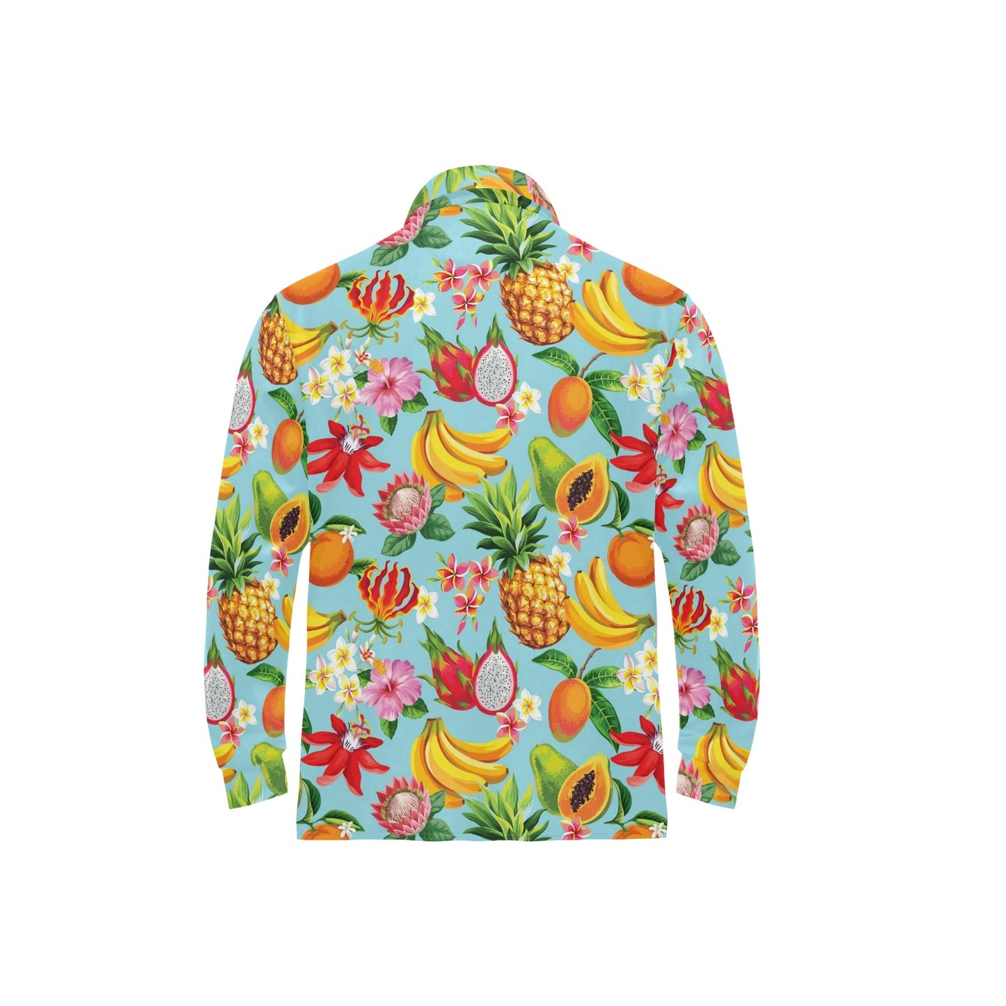 Tropical Fruits Pattern Print Design TF01 Long Sleeve Polo Shirt For Men's
