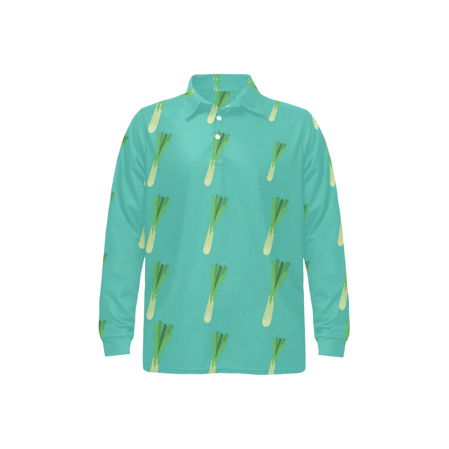 Leek Pattern Print Design 01 Long Sleeve Polo Shirt For Men's