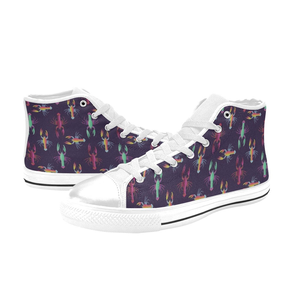 Lobster Print Design LKS402 Men's High Top Canvas Shoes