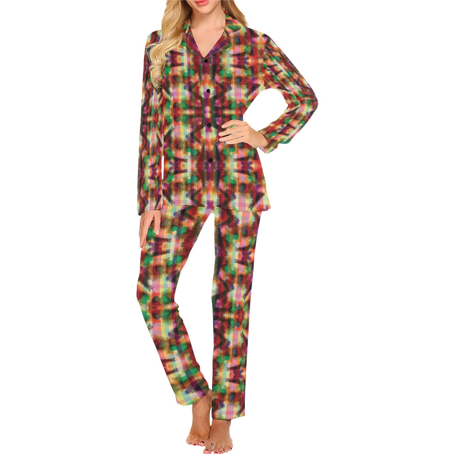 Tie Dye Print Design LKS301 Women's Long Pajama Set