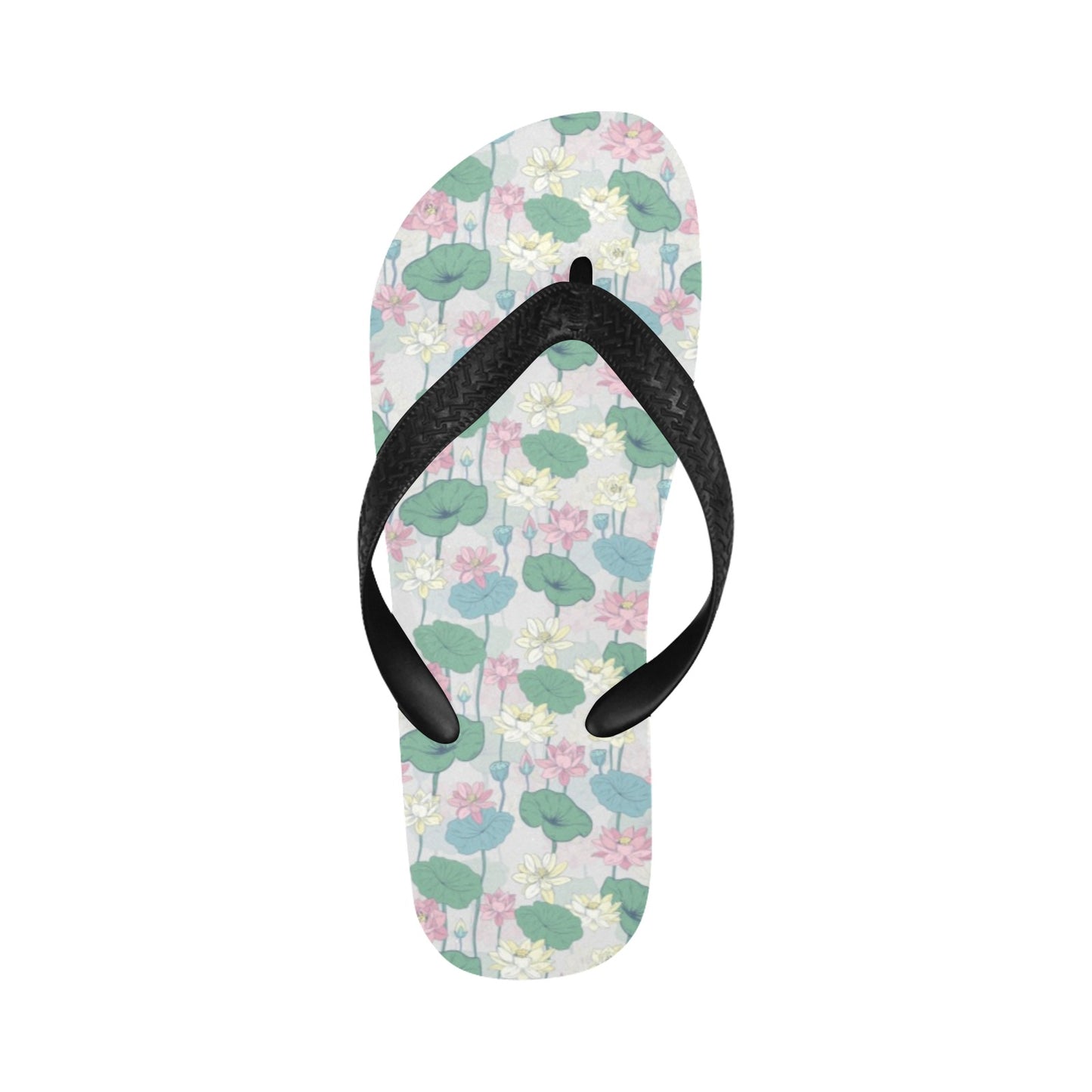Water Lily Print Design LKS305 Flip Flops