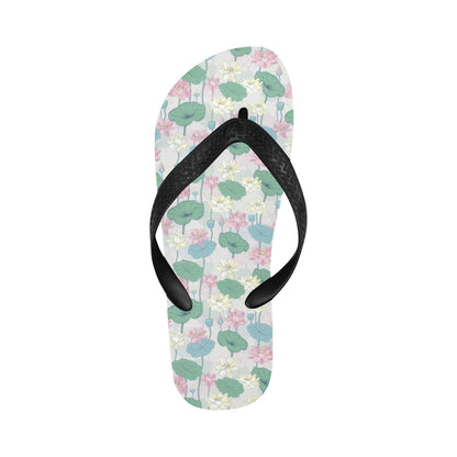 Water Lily Print Design LKS305 Flip Flops