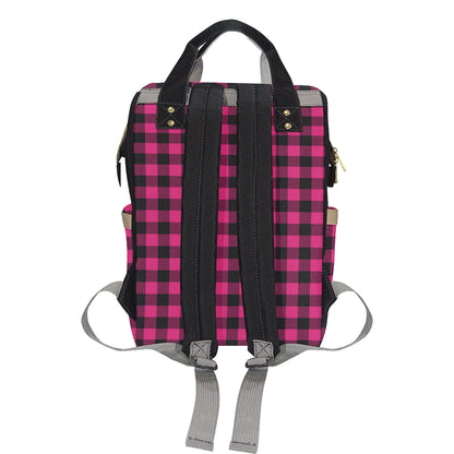 Pink Tartan Plaid Pattern Diaper Bag Backpack