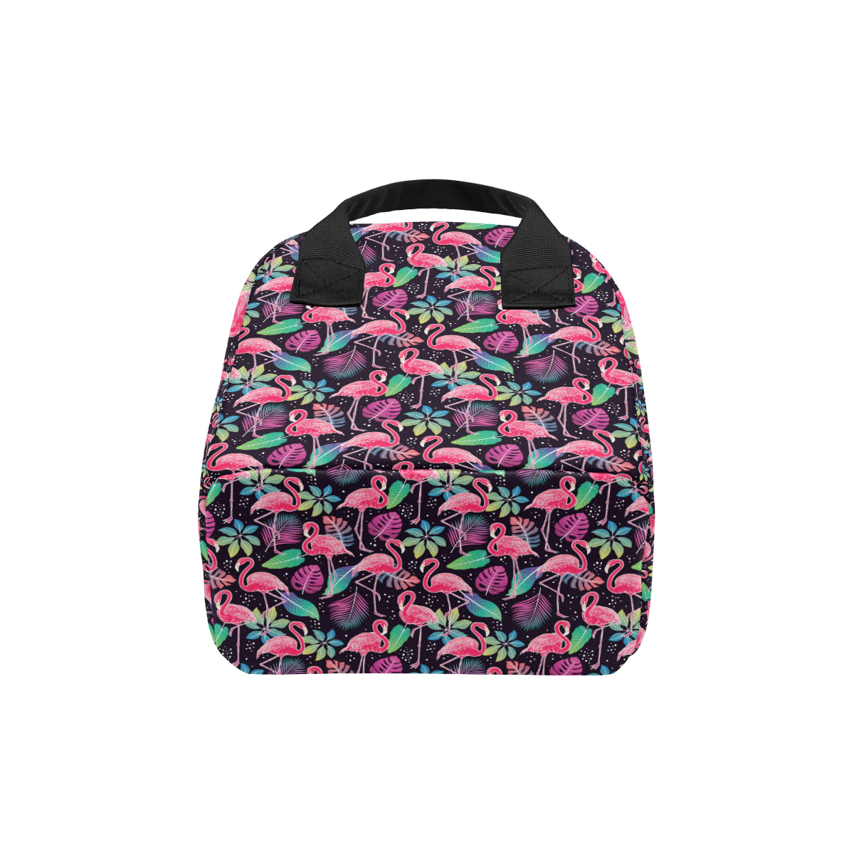 Flamingo Tropical leaves Neon Print Insulated Lunch Bag
