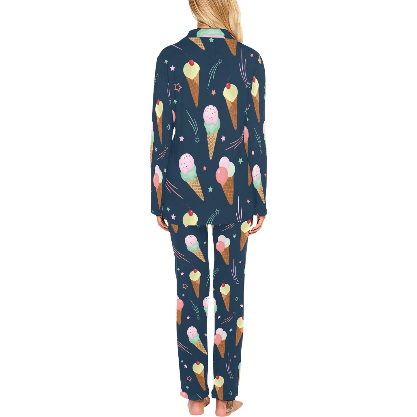 Ice Cream Pattern Print Design 04 Women's Long Pajama Set