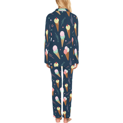 Ice Cream Pattern Print Design 04 Women's Long Pajama Set