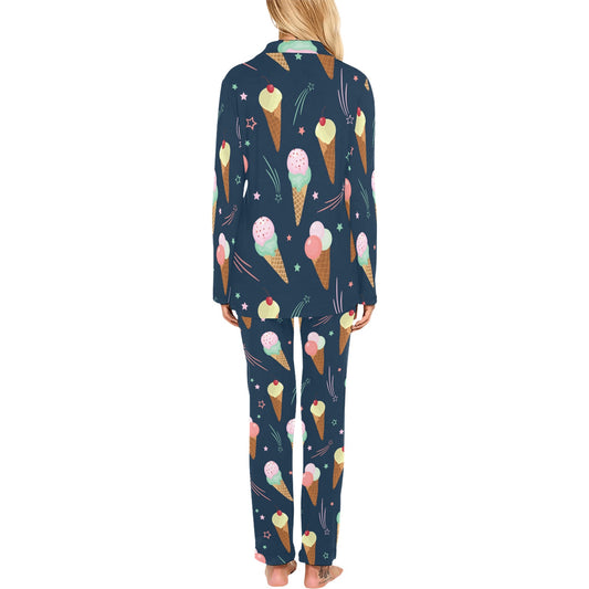 Ice Cream Pattern Print Design 04 Women's Long Pajama Set