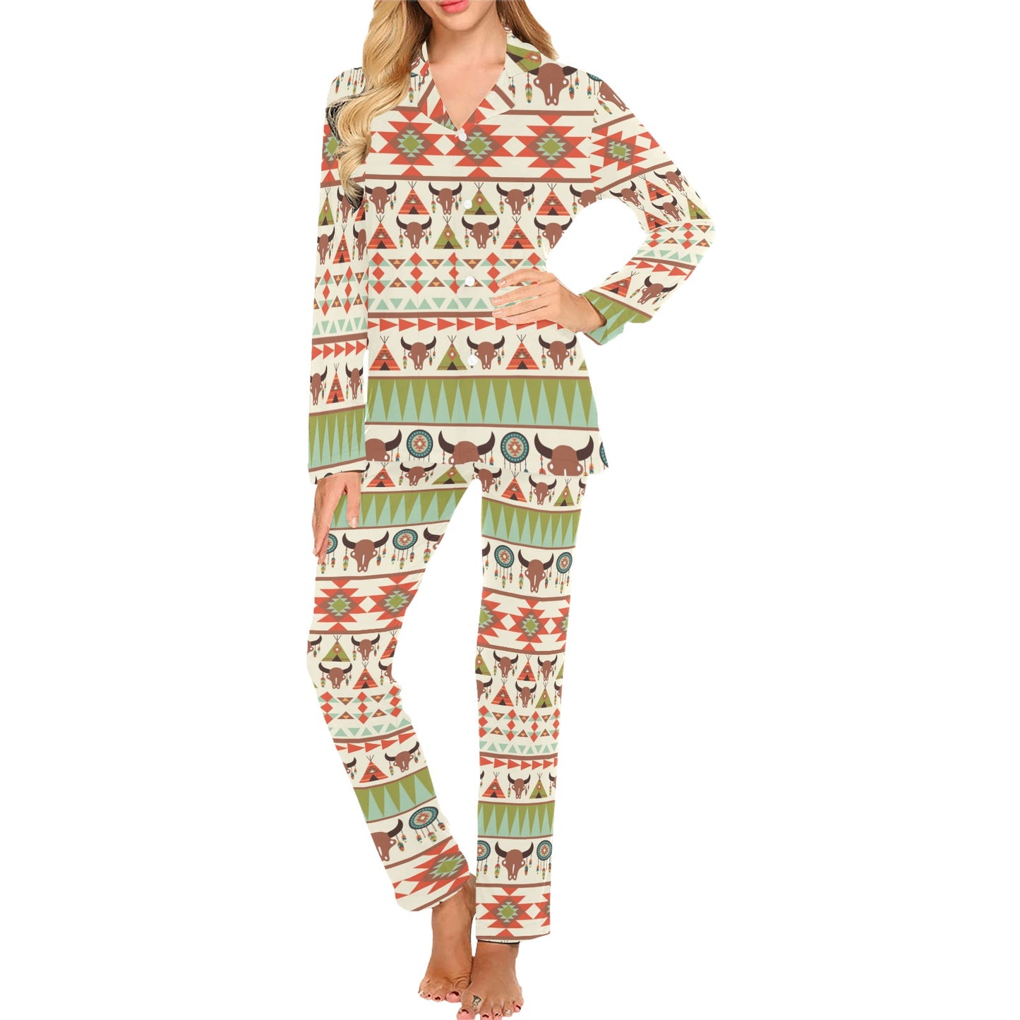 American indian Ethnic Pattern Women's Long Pajama Set