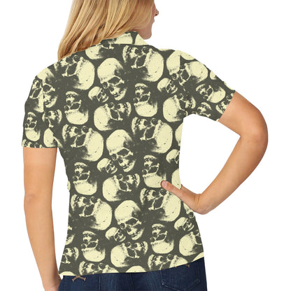 Skull Print Design LKS302 Women's Polo Shirt