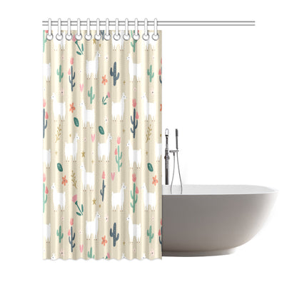 Llama Cactus Pattern Print Design 09 Shower Curtain