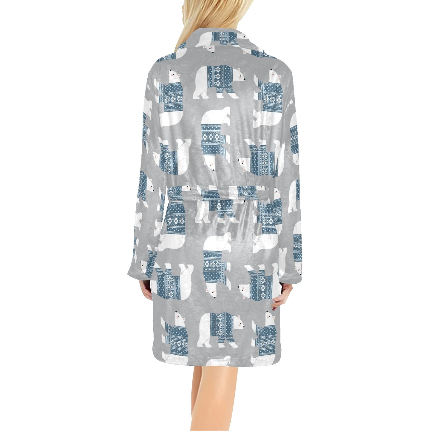 Polar Bear Pattern Print Design A03 Women's Fleece Robe