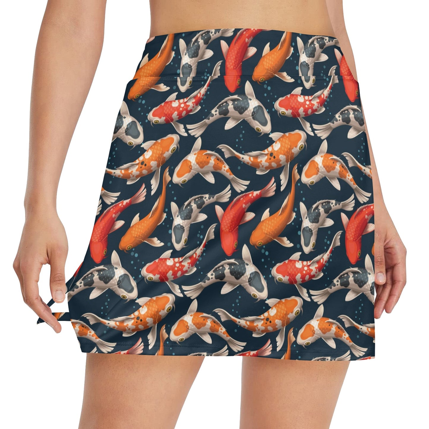 Koi Carp Cute Design Themed Print 17" Golf & Pickleball Skort with Pockets