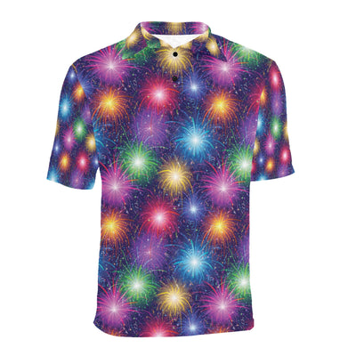 Firework Colorful Print Design LKS301 Men Polo Shirt