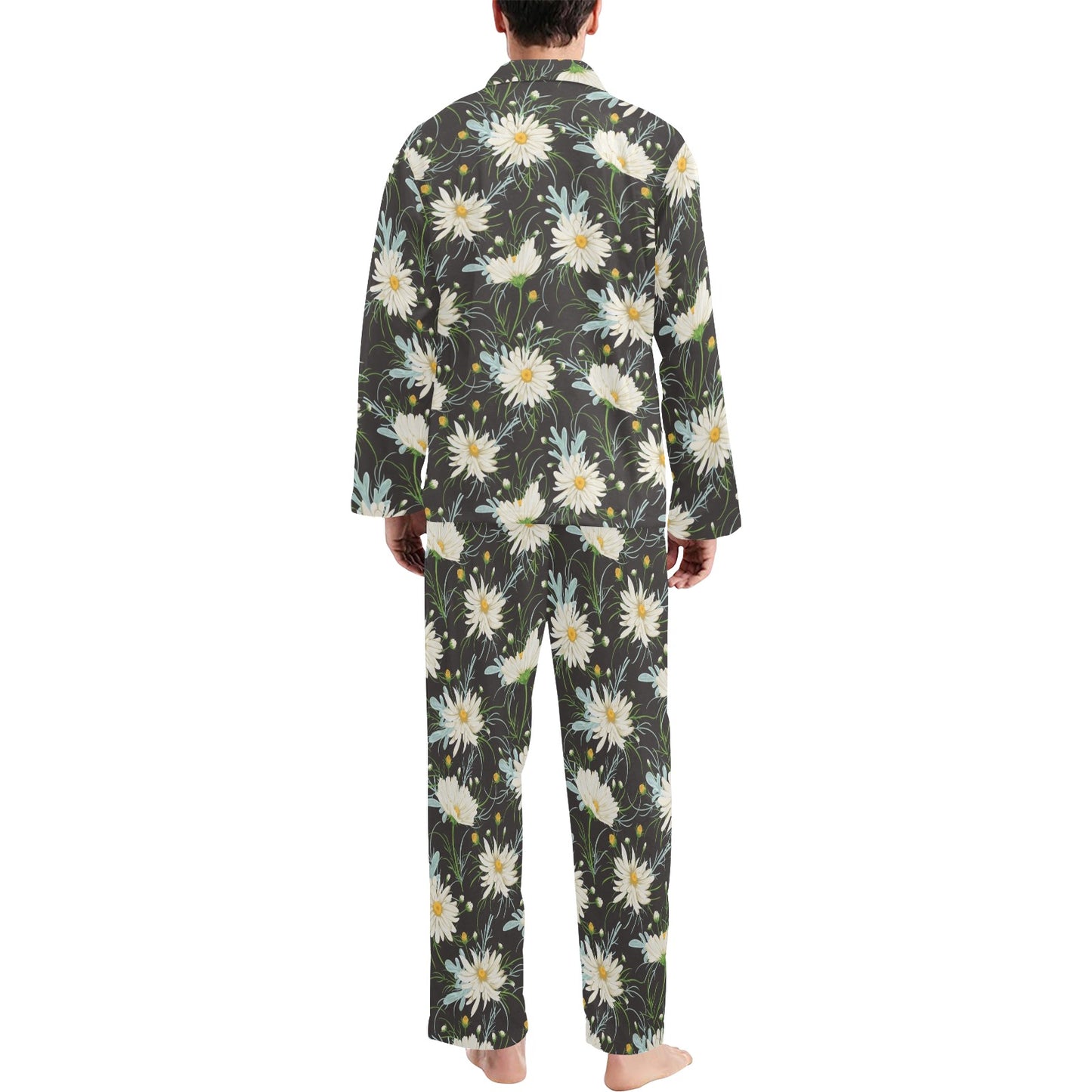 Daisy Pattern Print Design DS08 Men's Long Pajama Set