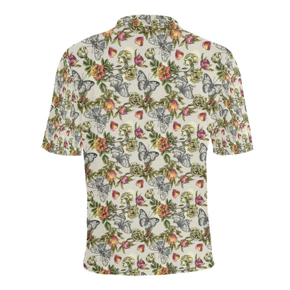Butterfly Flower Pattern Print Design 06 Men Polo Shirt