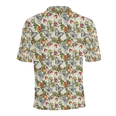 Butterfly Flower Pattern Print Design 06 Men Polo Shirt