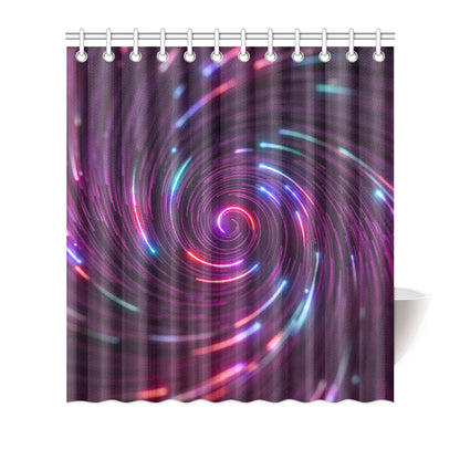 Vortex Twist Swirl Purple Neon Print Shower Curtain
