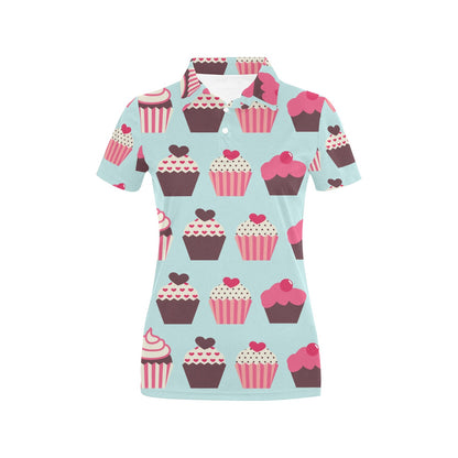 CupCake Print Pattern Women's Polo Shirt