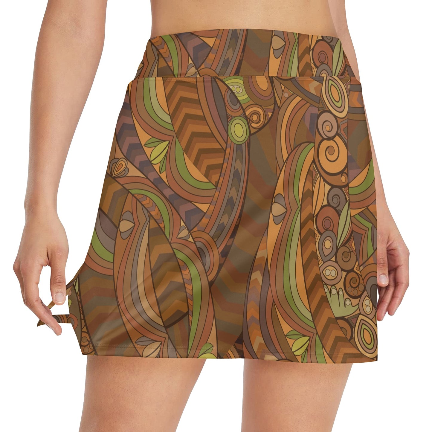 Maori Ornament Design Print 17" Golf & Pickleball Skort with Pockets