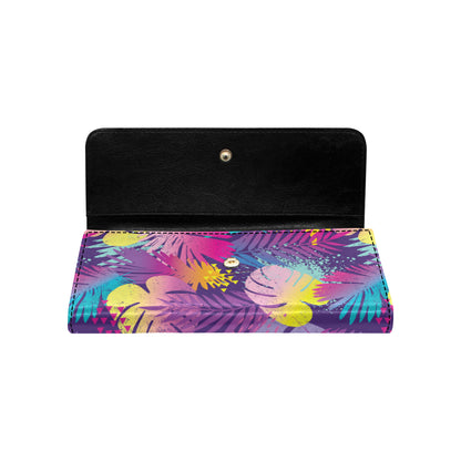 Palm Leaf Pattern Print Design A04 Women's Trifold Wallet