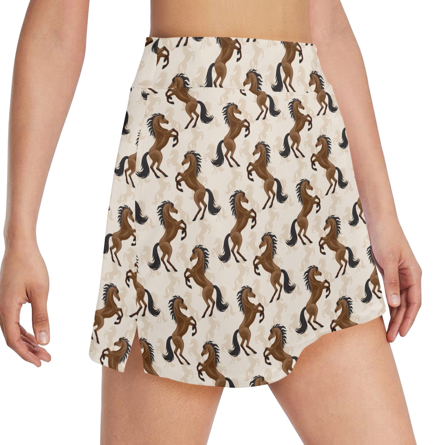 Horse Print Design LKS308 Women's Golf Skirt with Pocket