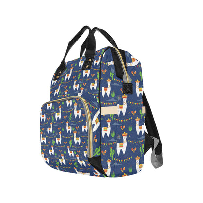 Llama Cactus Pattern Print Design 05 Diaper Bag Backpack