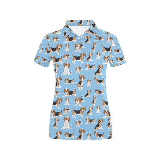 Beagle Pattern Print Design 03 Women's Polo Shirt