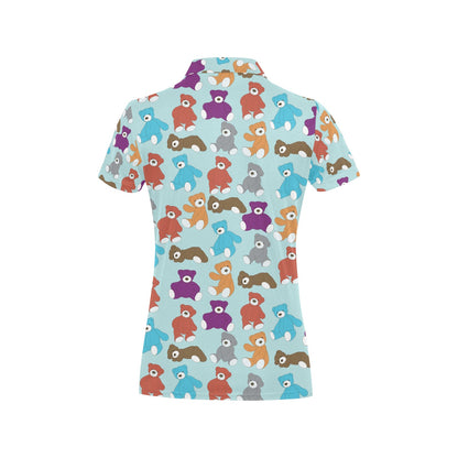 Bear Cute Pattern Print Design 03 Women's Polo Shirt