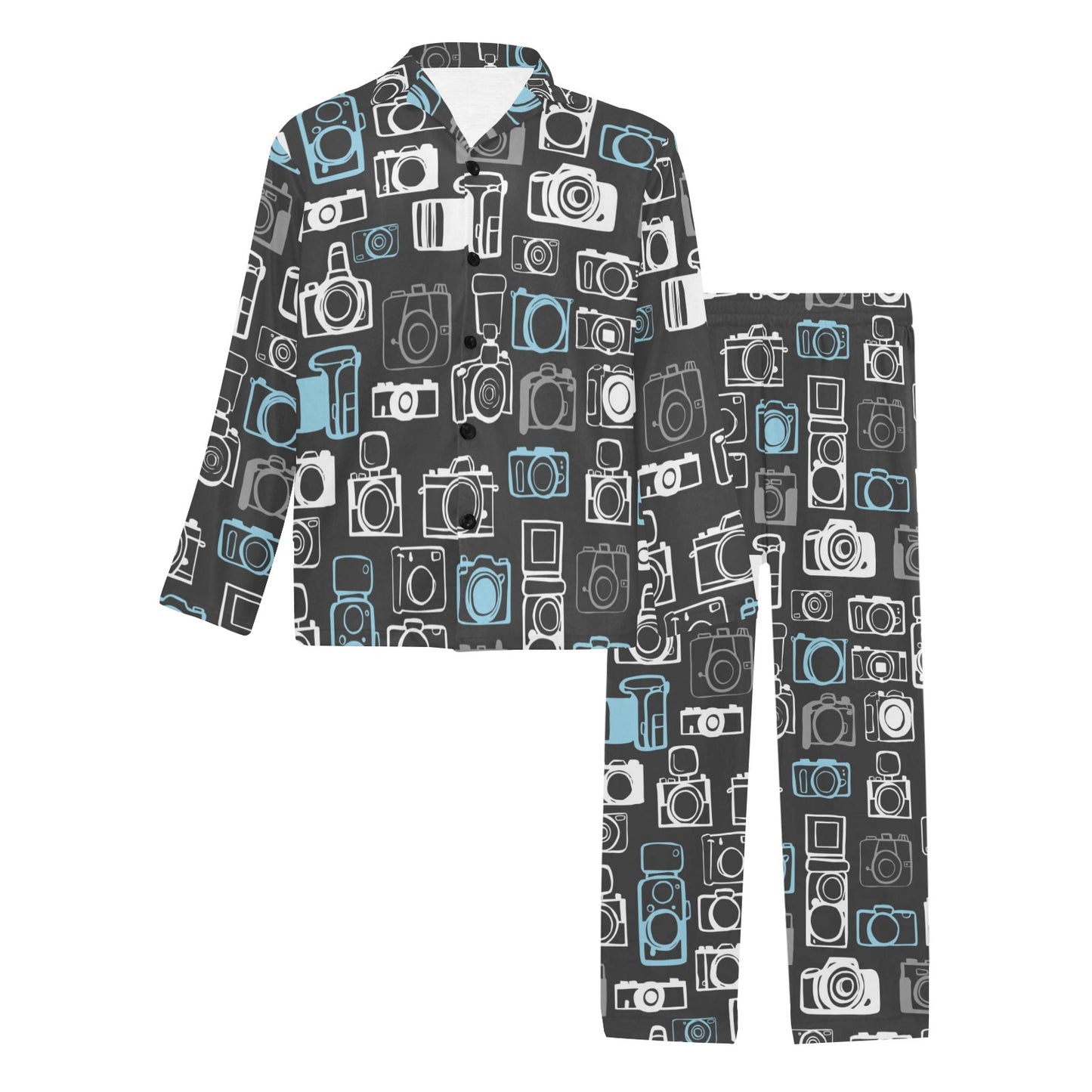 Camera Pattern Print Design 04 Men's Long Pajama Set