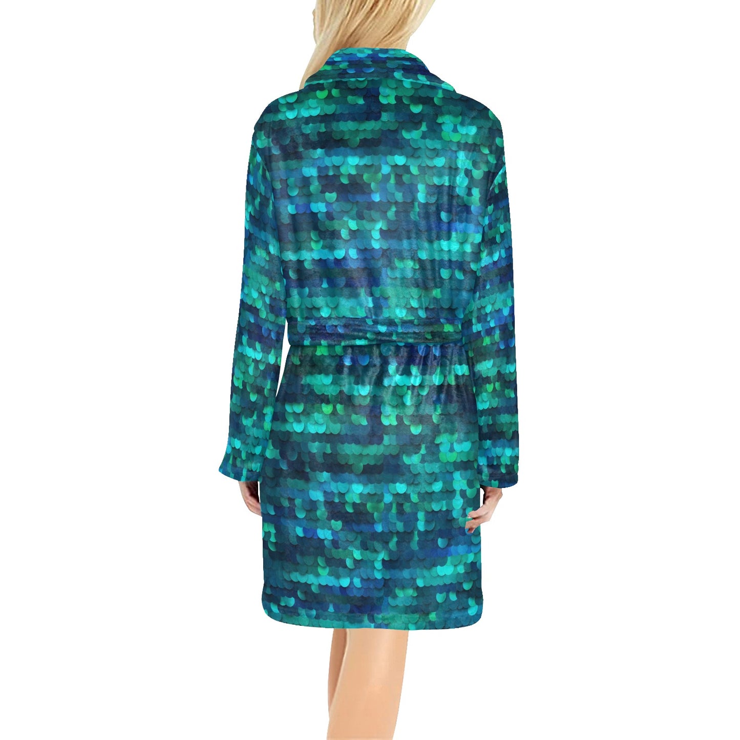 Mermaid Scales Pattern Print Design 06 Women's Fleece Robe