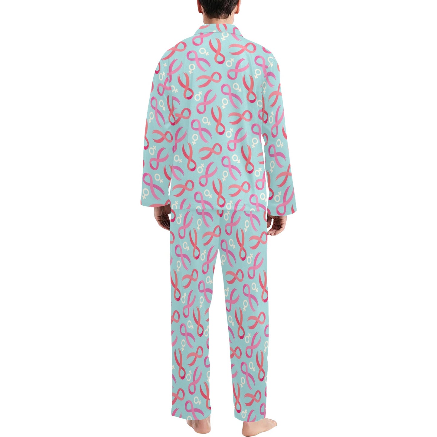 Breast cancer Pattern Print Design 03 Men's Long Pajama Set