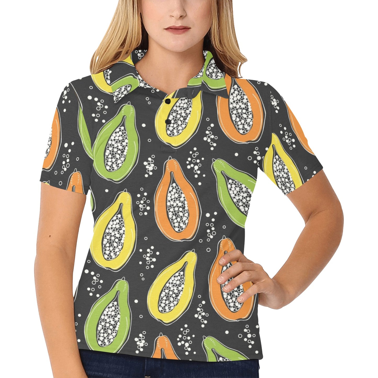 Papaya Pattern Print Design PP05 Women's Polo Shirt