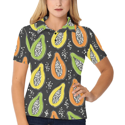 Papaya Pattern Print Design PP05 Women's Polo Shirt