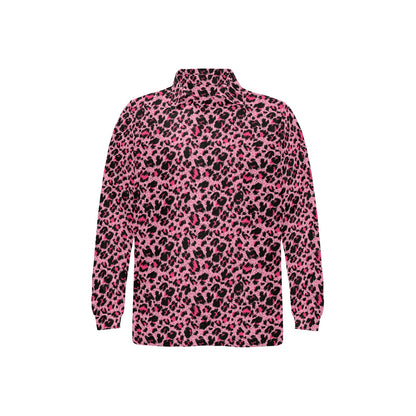 Cheetah Pink Pattern Print Design 01 Long Sleeve Polo Shirt For Men's